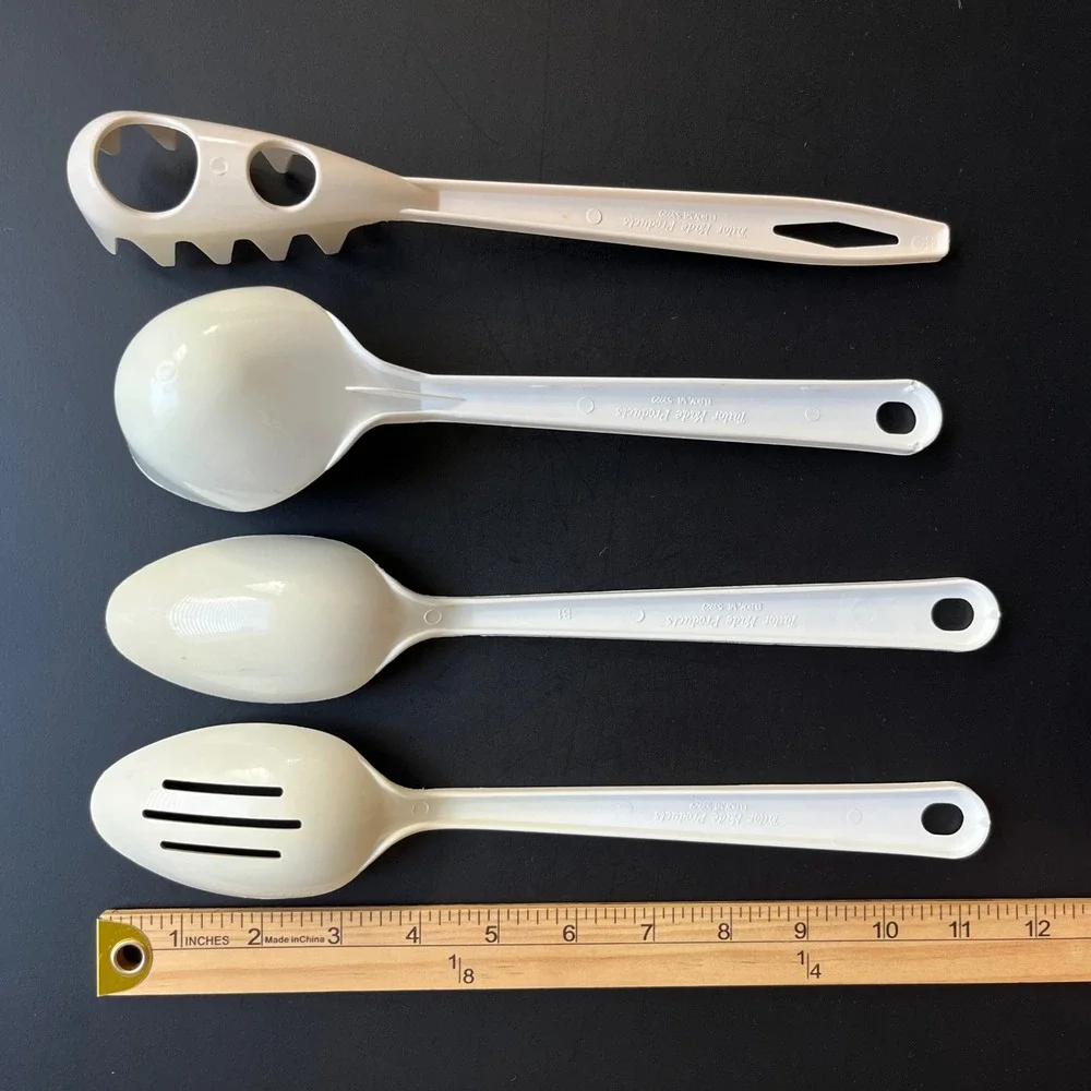 VTG Tailor Made Lot of 4 Kitchen‎ Utensils White Cream Durable Cooking Nylon